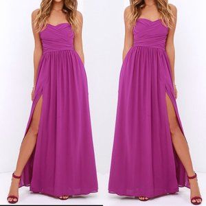 NWOT Lulu's Moonlight Serenade Magenta Purple Strapless Gown Maxi Dress Sz. L